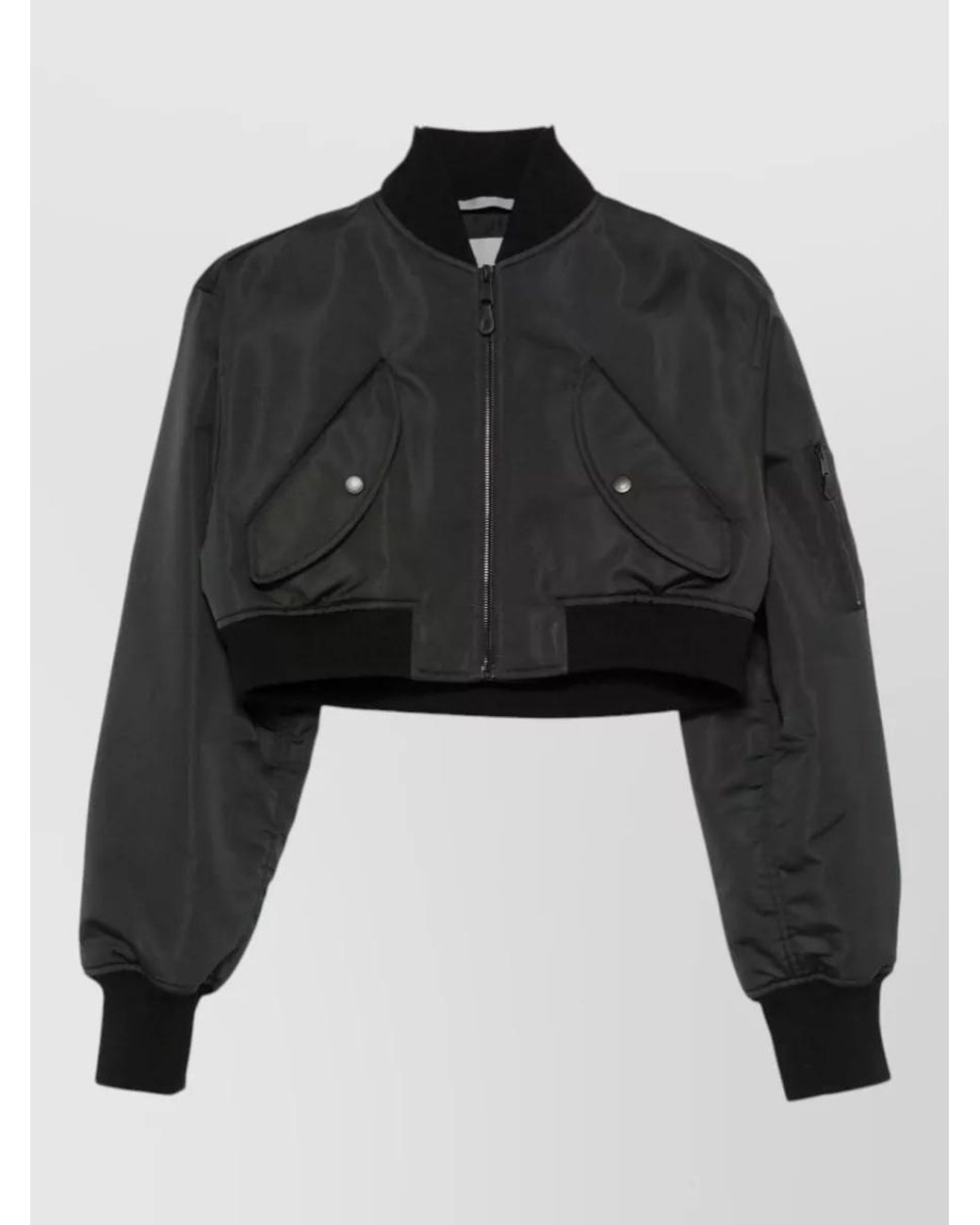 Balenciaga Black Cropped Bomber Jacket