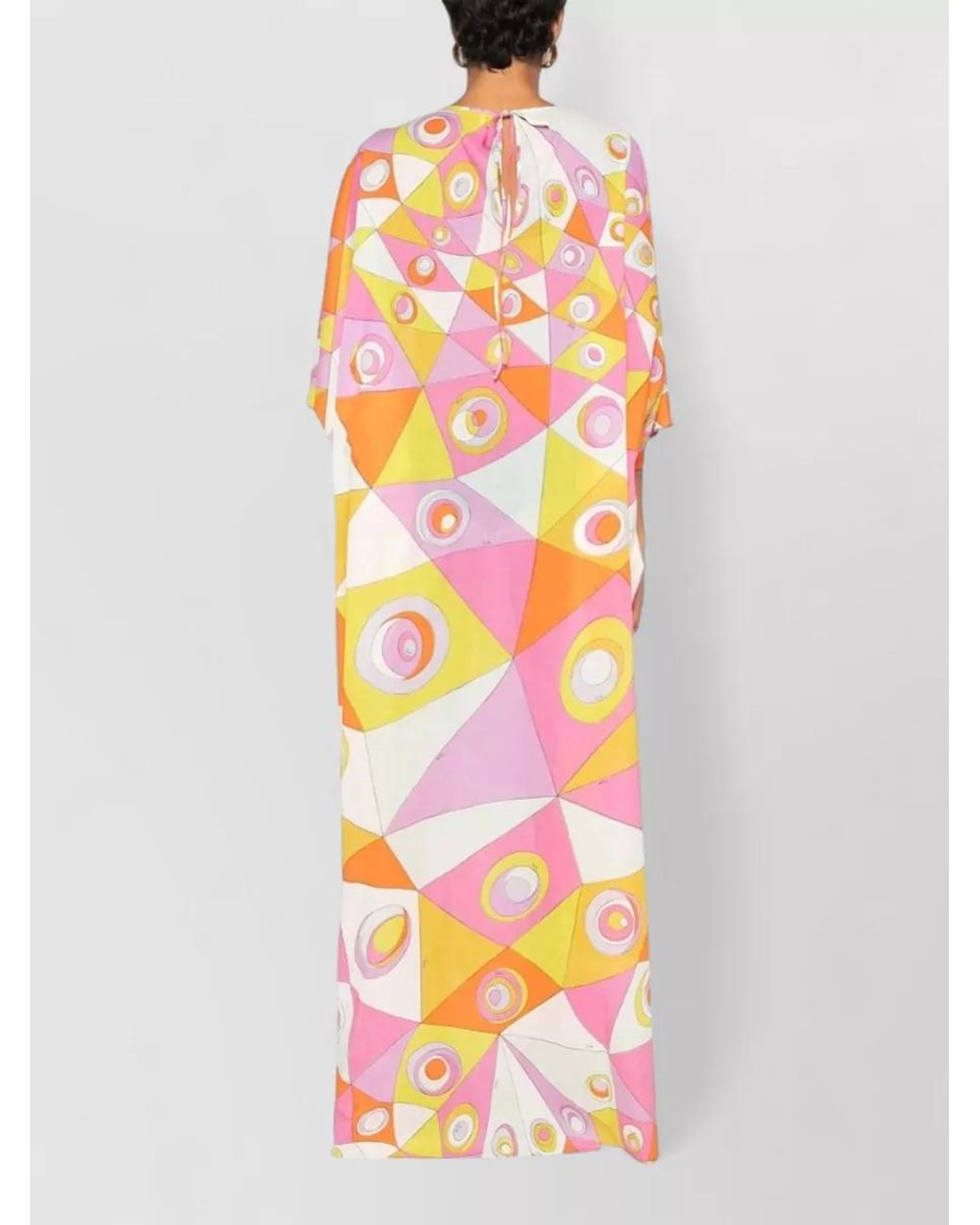Emilio Pucci White Cotton Printed Maxi Kaftan Dress