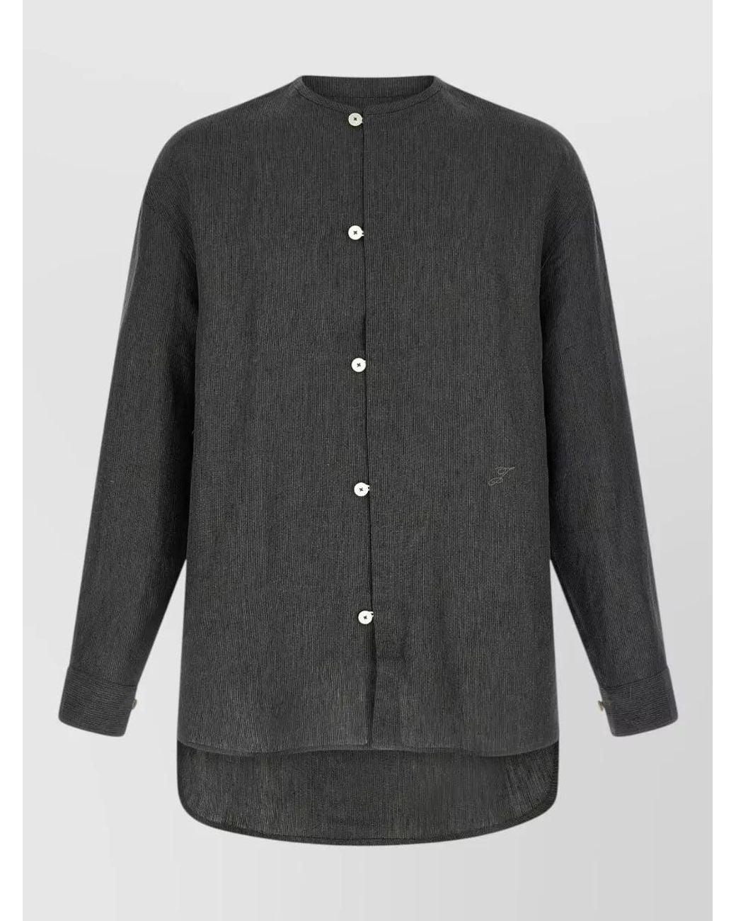 Jacquemus Black Linen Micro-Striped Long-Sleeve Shirt for men
