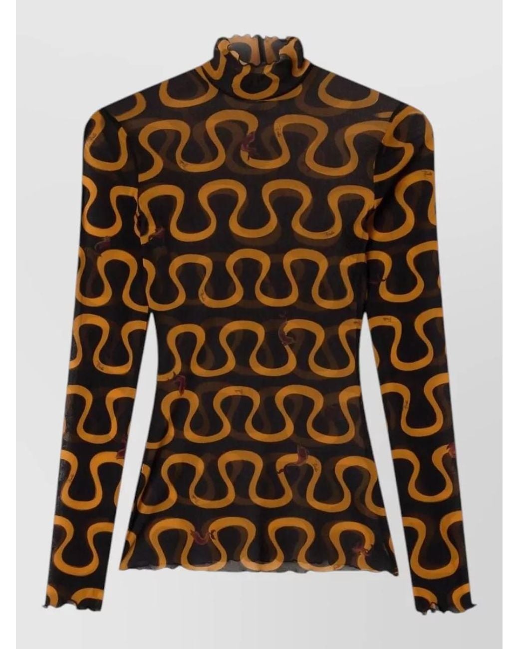 Emilio Pucci Brown Printed Turtleneck Long-Sleeve Top