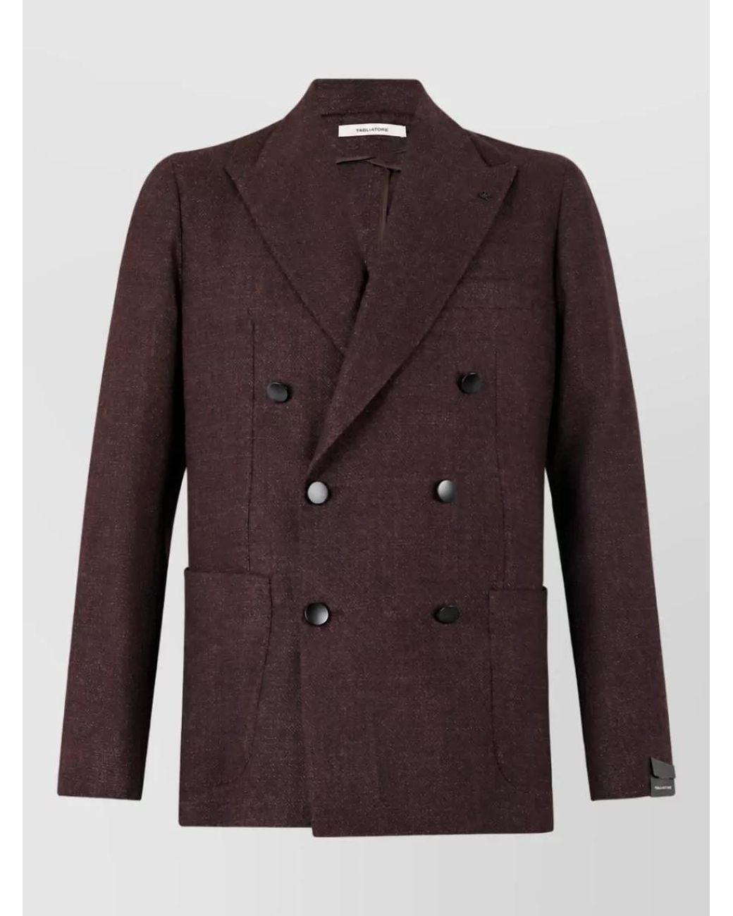 Tagliatore Brown Virgin Wool Silk Double-Breasted Blazer for men