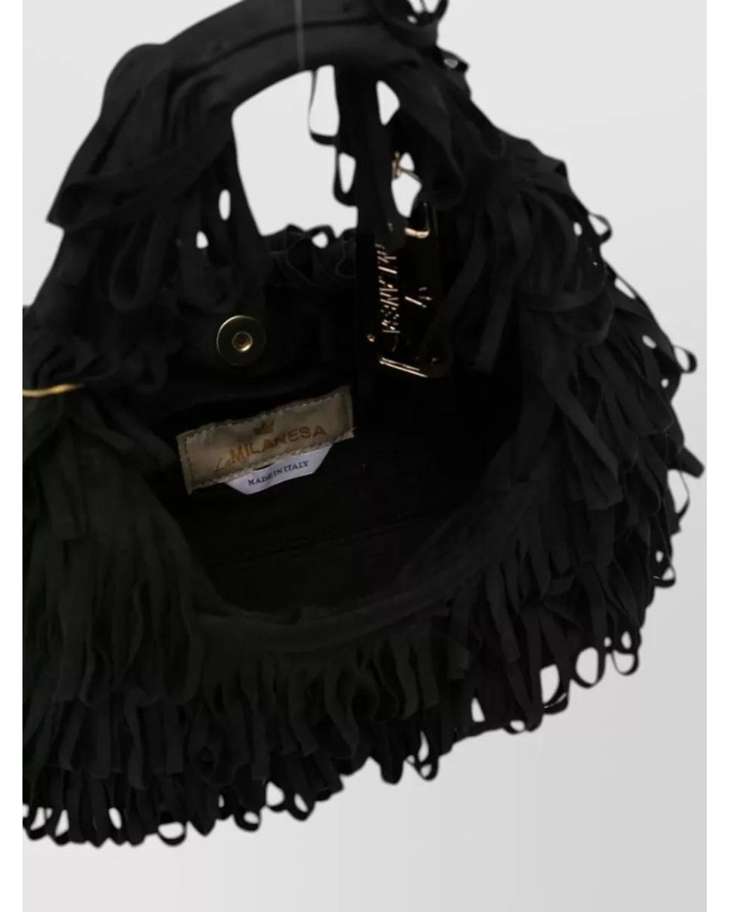 La Milanesa Black Fringe Shoulder Bag