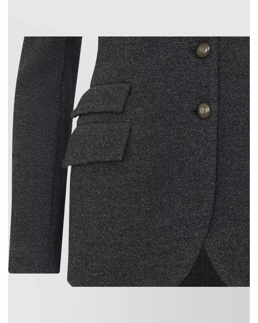 Giorgio Armani Black Herringbone Single-Breasted Blazer