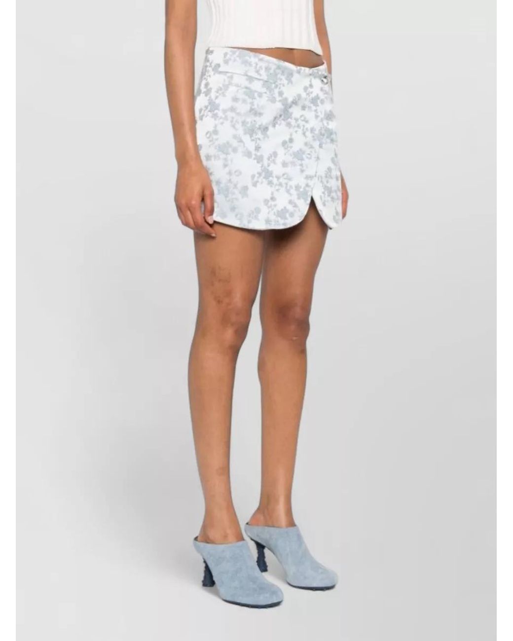 Coperni White Floral Jacquard Wrap Mini Skirt