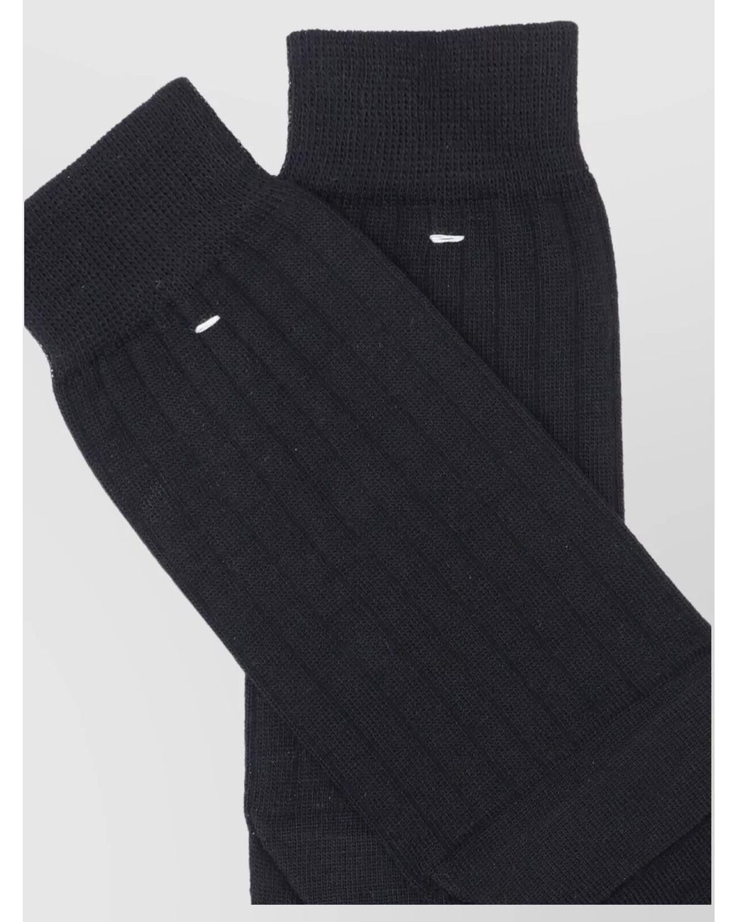 Maison Margiela Blue Wool Ribbed Ankle Socks