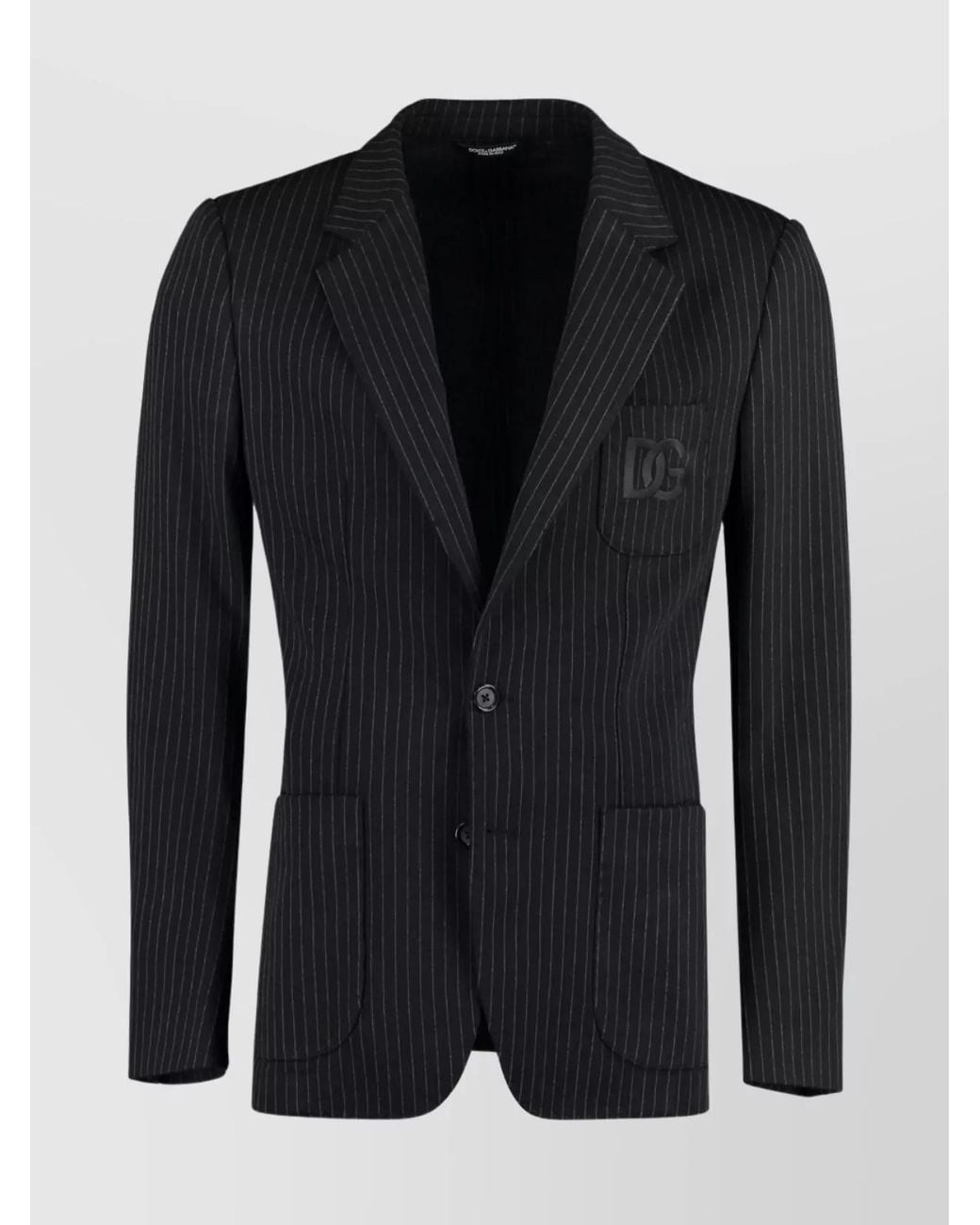 Dolce & Gabbana Black Pinstriped Single-Breasted Two-Button Blazer for men