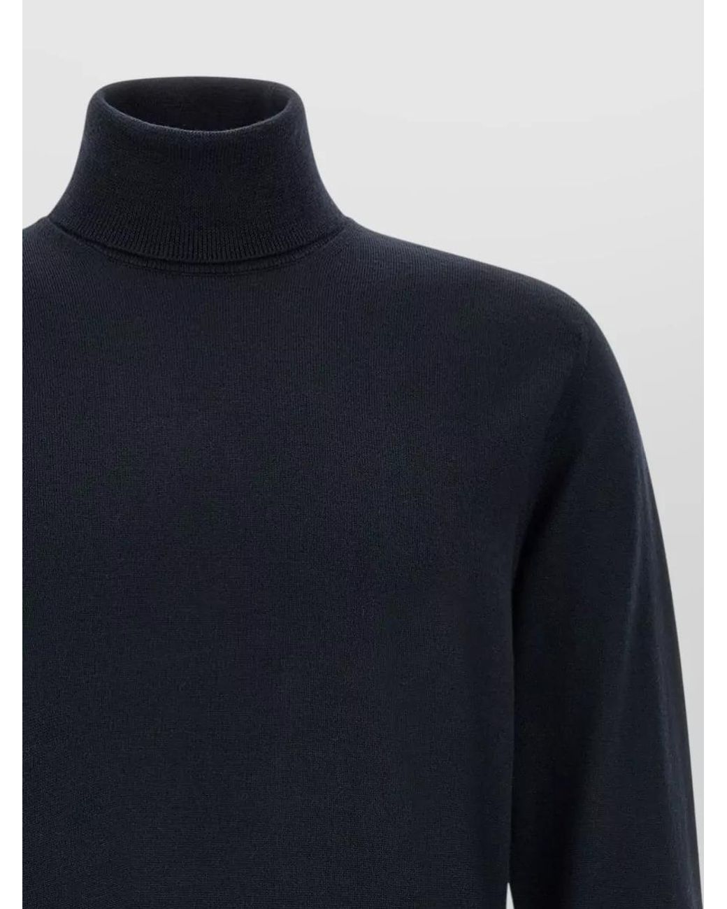 Zanone Blue Virgin Wool Ribbed Turtleneck Sweater for men