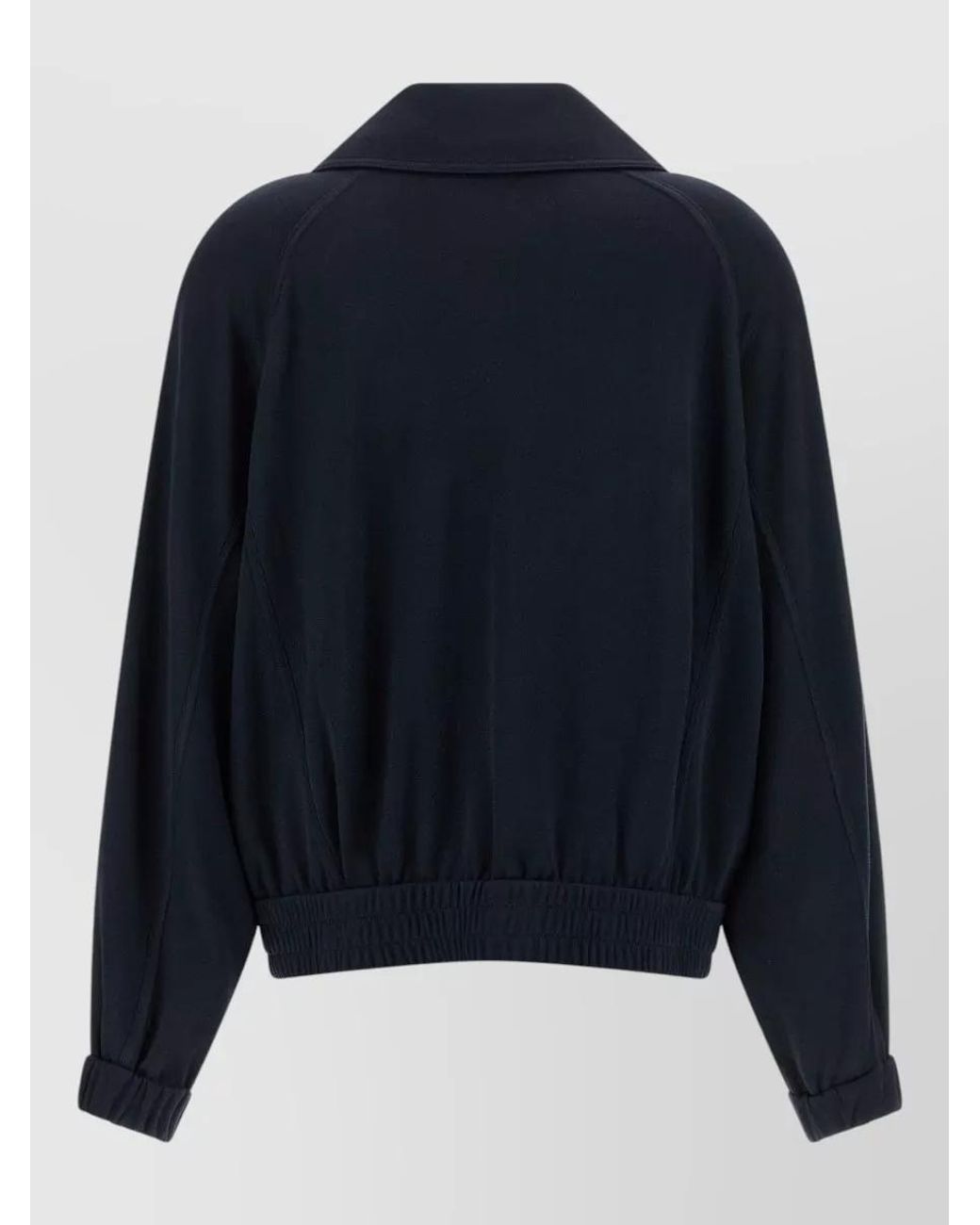 Brunello Cucinelli Blue Silk Cotton High-Neck Zip Sweatshirt
