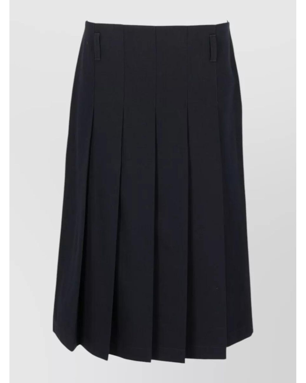 A.P.C. Blue Cotton Pleated Midi Skirt