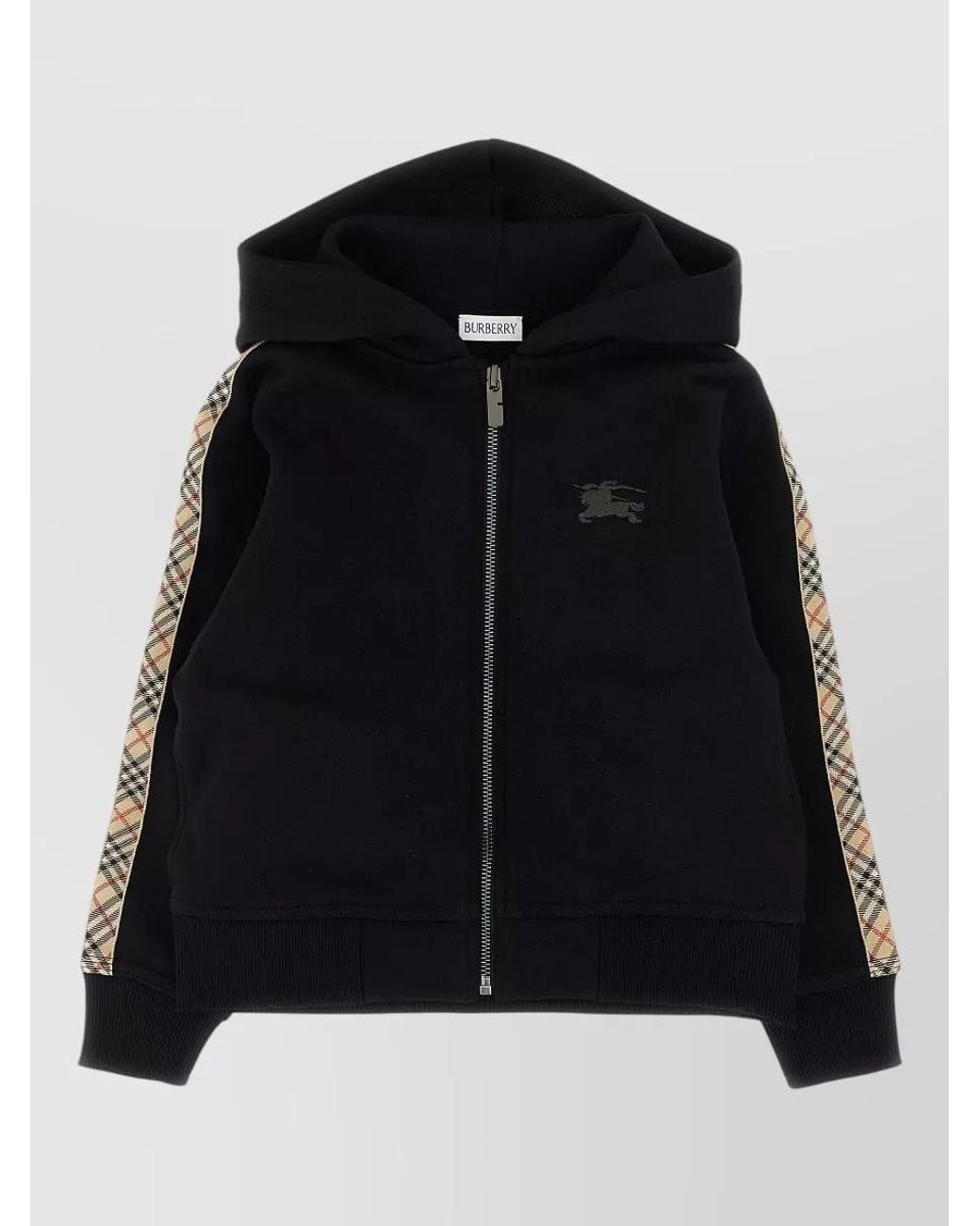 Burberry Black Cotton Hooded Zip Hoodie