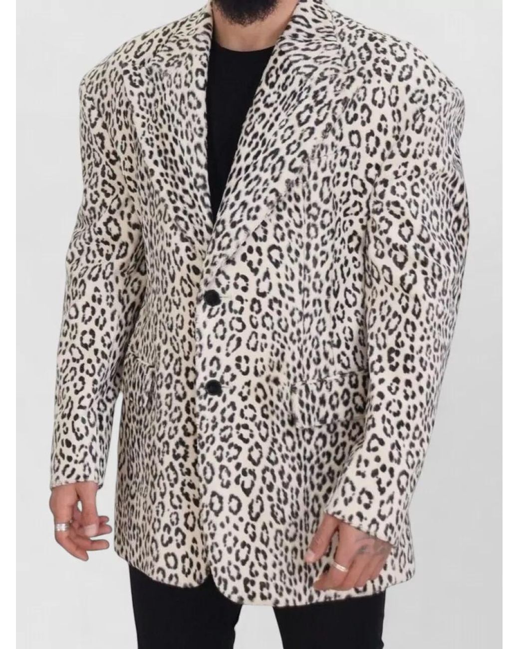 Dolce & Gabbana Gray Leopard Single Breasted Blazer for men