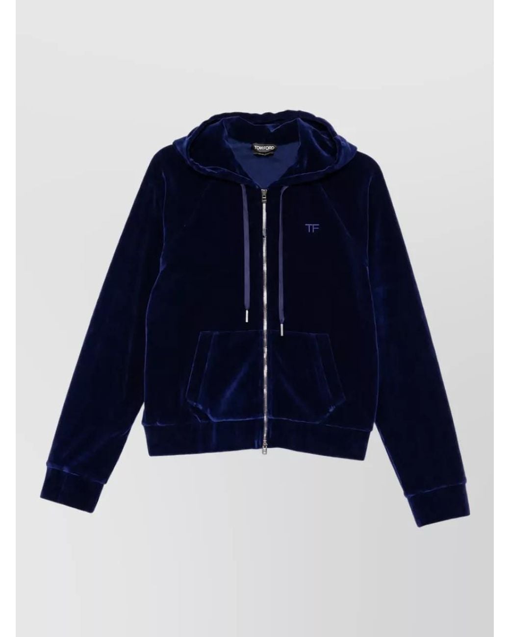 Tom Ford Blue Velour Zip Hoodie