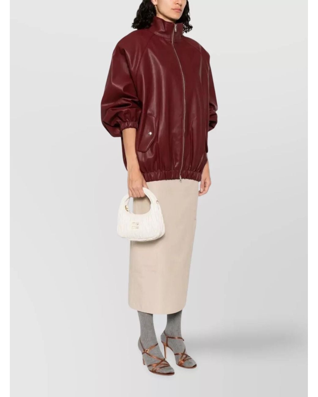 Miu Miu White Wander Small Leather Hobo Bag