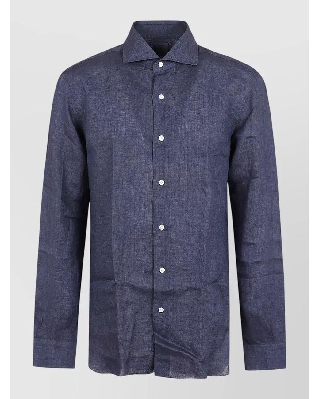 Barba Napoli Blue Linen Shirt for men