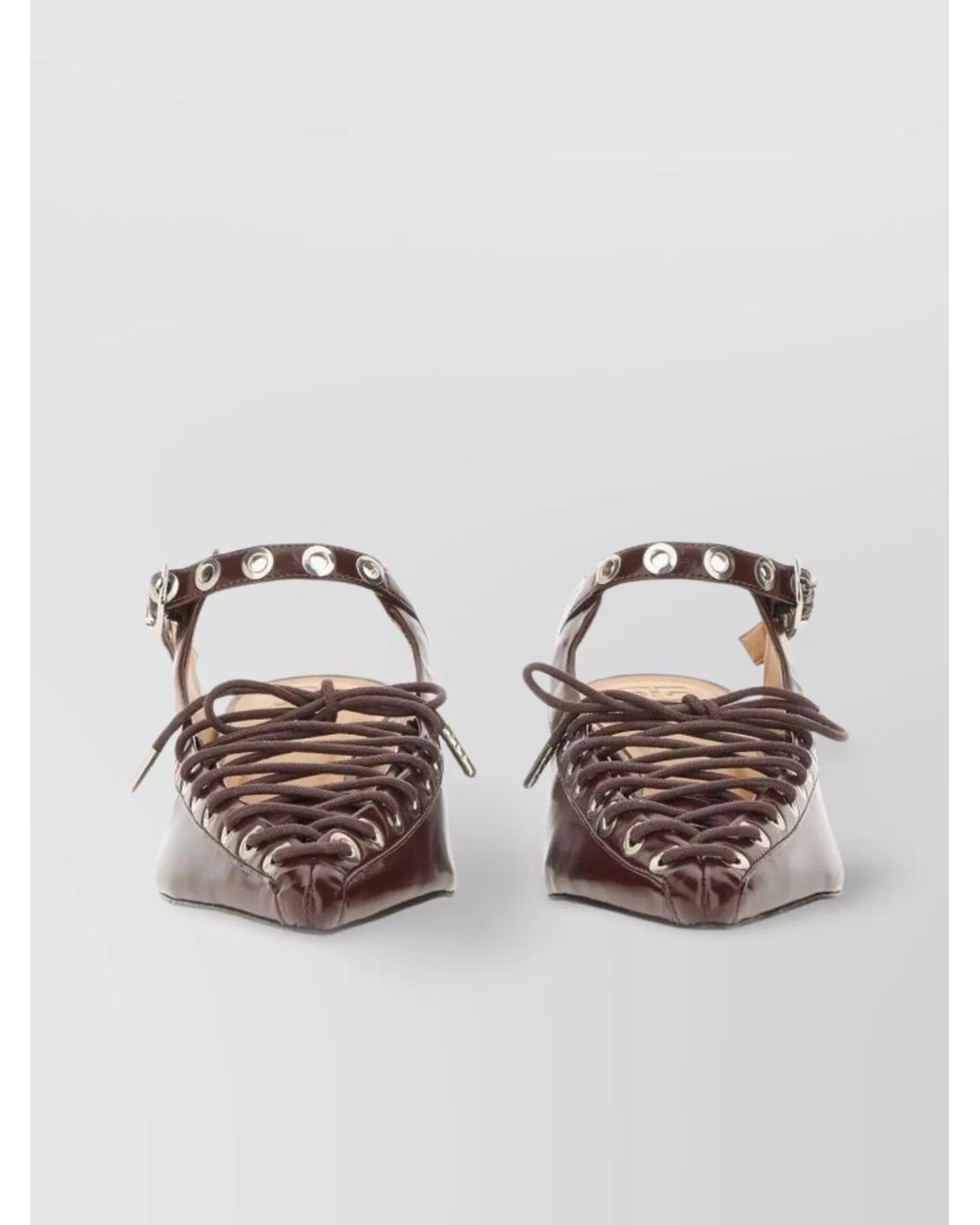 Ganni Multicolor Lace-Up Mules