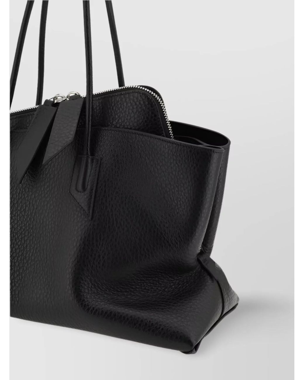The Attico Black Medium Hammered Leather Shoulder Bag
