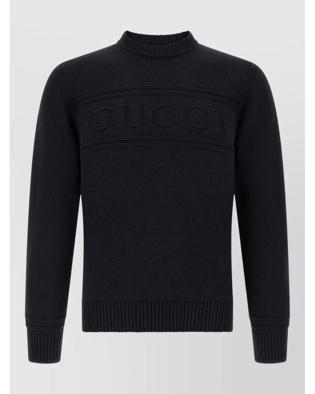 Gucci Blue Intarsia Knit Long-Sleeve Sweater for men