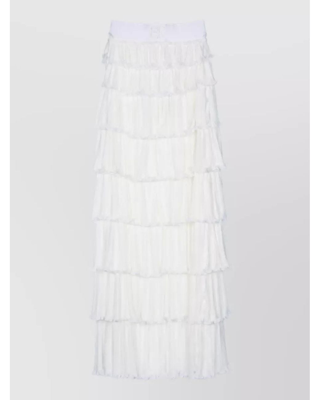 Elisabetta Franchi White Ruffled Maxi Skirt