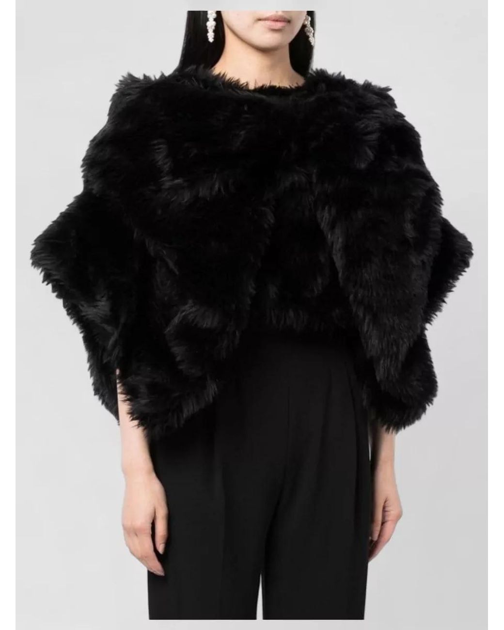 Comme des Garçons Black Faux Fur Cropped Jacket