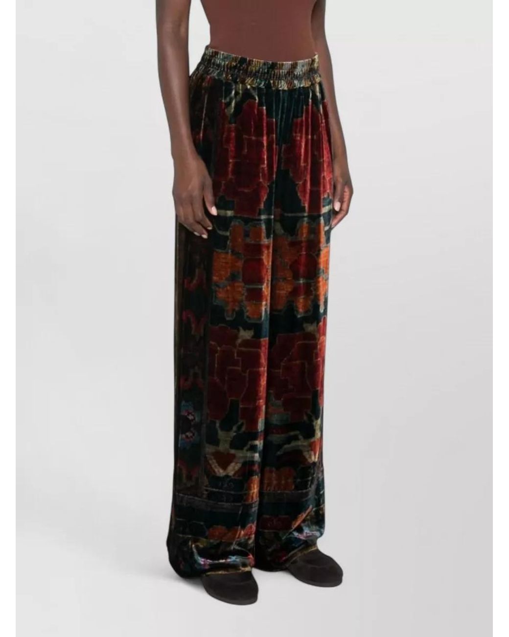 Pierre Louis Mascia Black Silk-Blend Textured Printed Wide-Leg Trousers