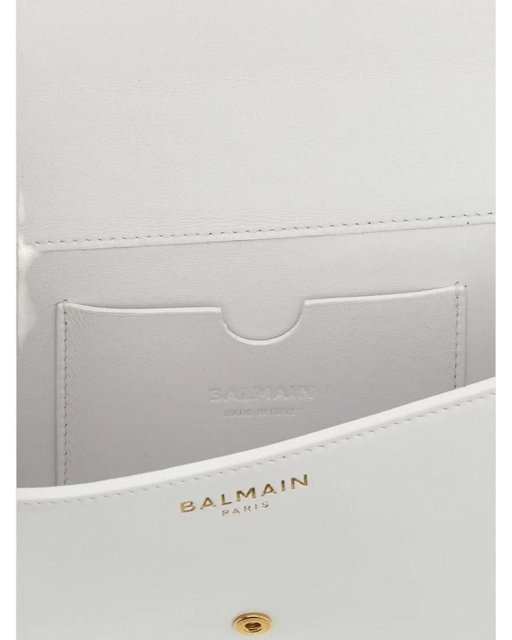 Balmain White Leather Shuffle Wallet On Chain