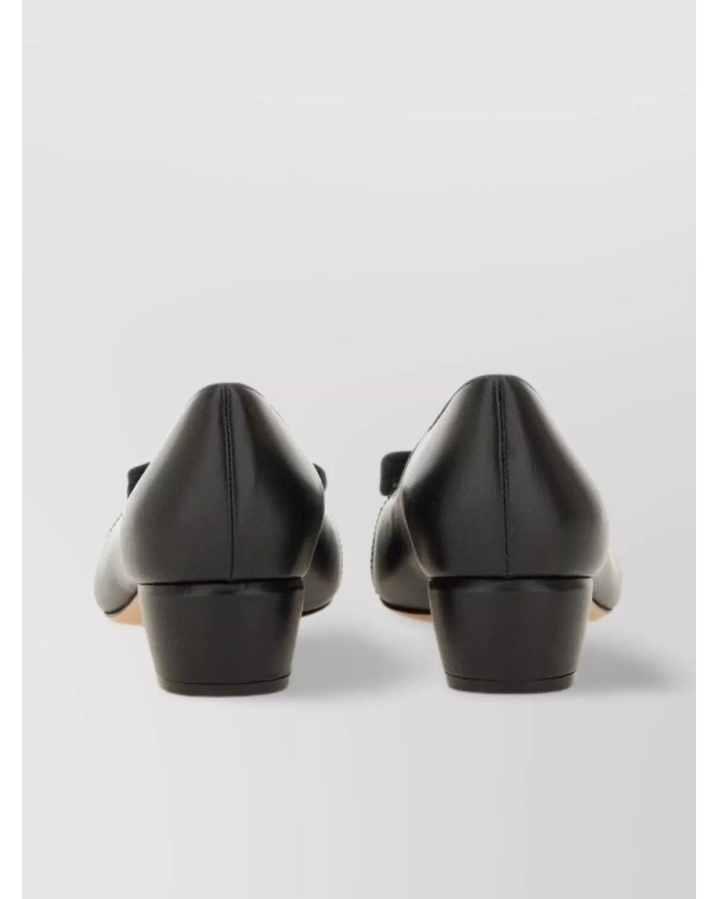 Ferragamo Black Leather Vara Ballerina Flats