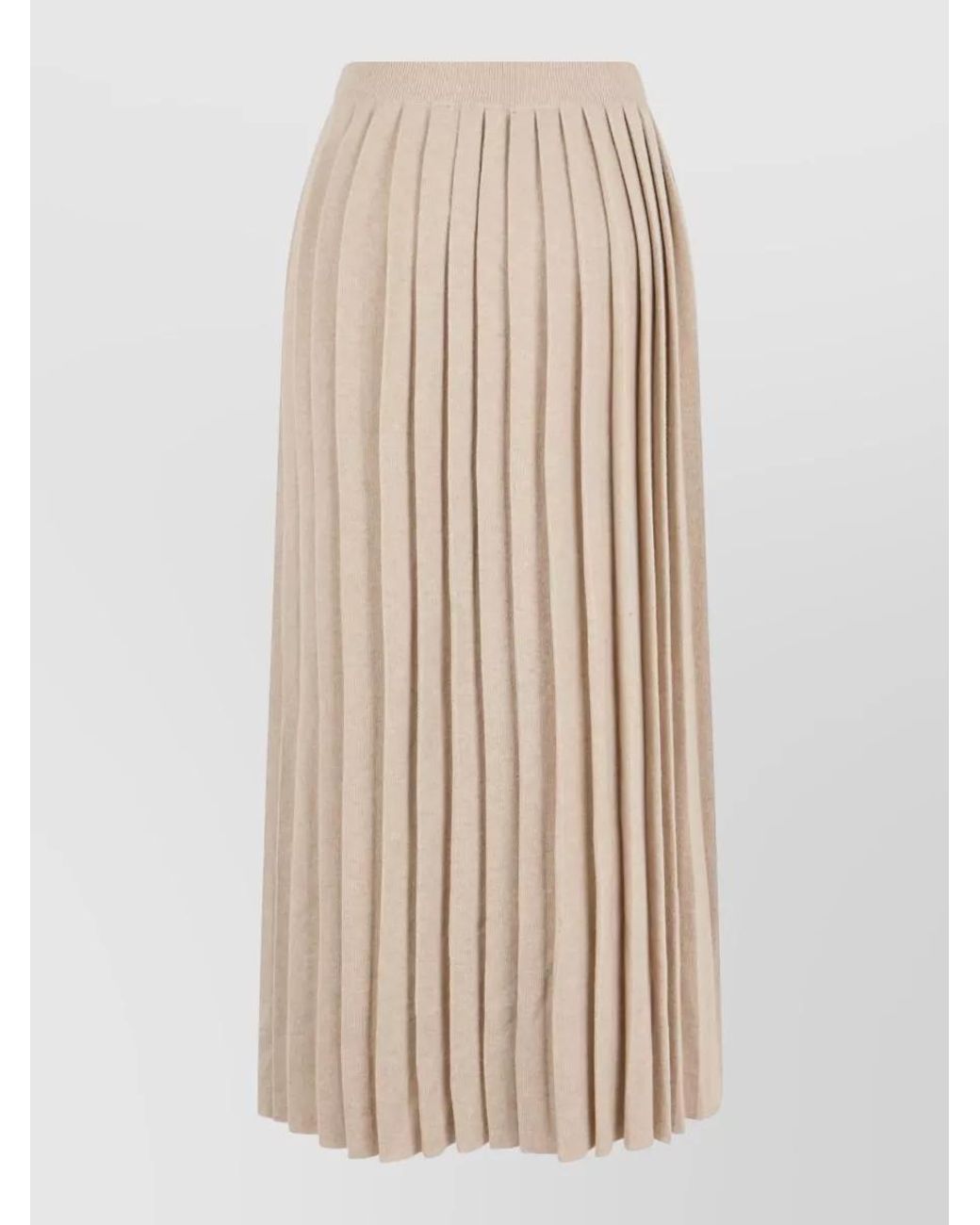 Fabiana Filippi Natural Silk Cashmere Long Pleated Skirt