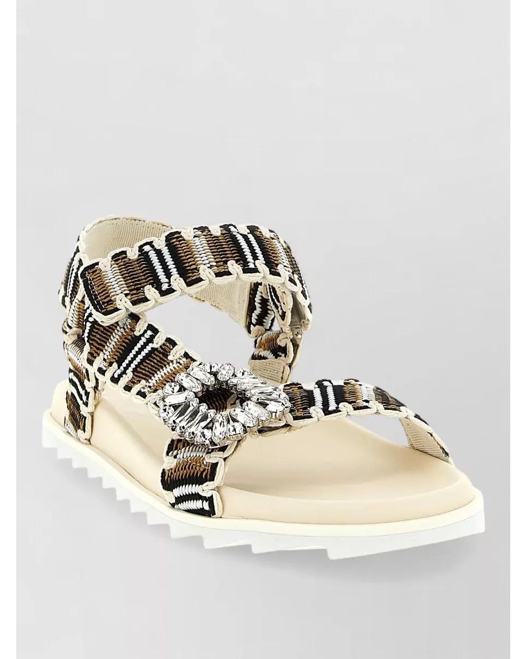 Roger Vivier Metallic Crystal-Embellished Woven Sandals