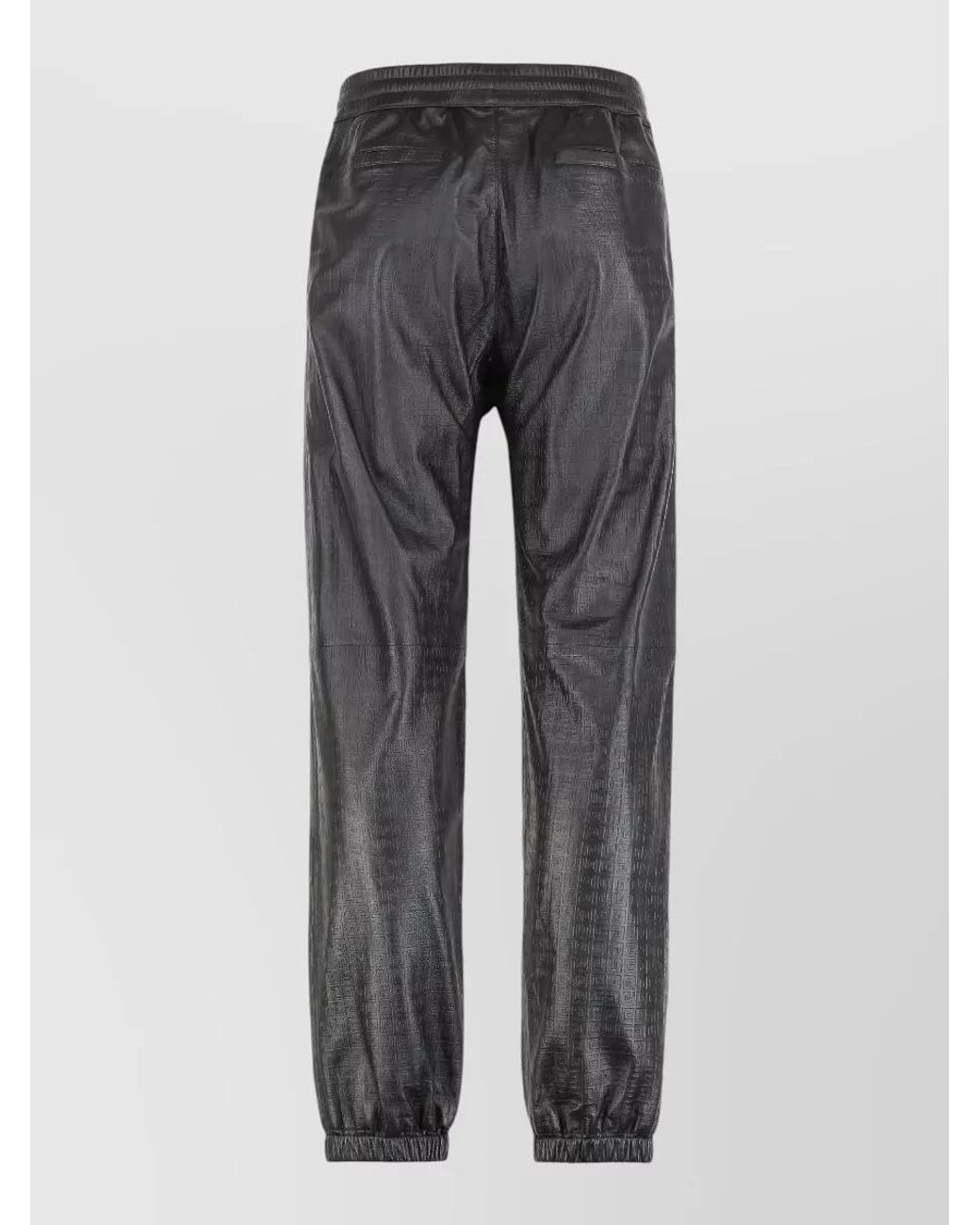 Givenchy Gray Lamb Leather Elasticated-Cuff Loose-Fit Trousers for men