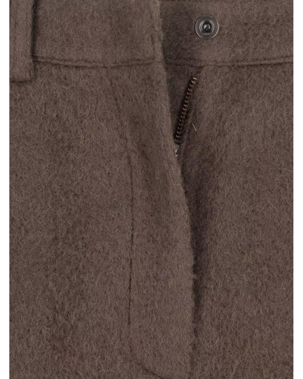 Low Classic Brown Wool Alpaca Wide-Leg Trousers