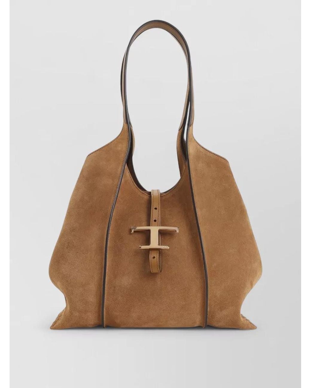 Tod's Brown T Timeless Small Suede Tote Bag