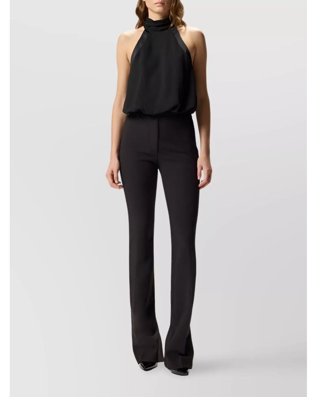 Pinko Black Halter Neck Top With High Collar
