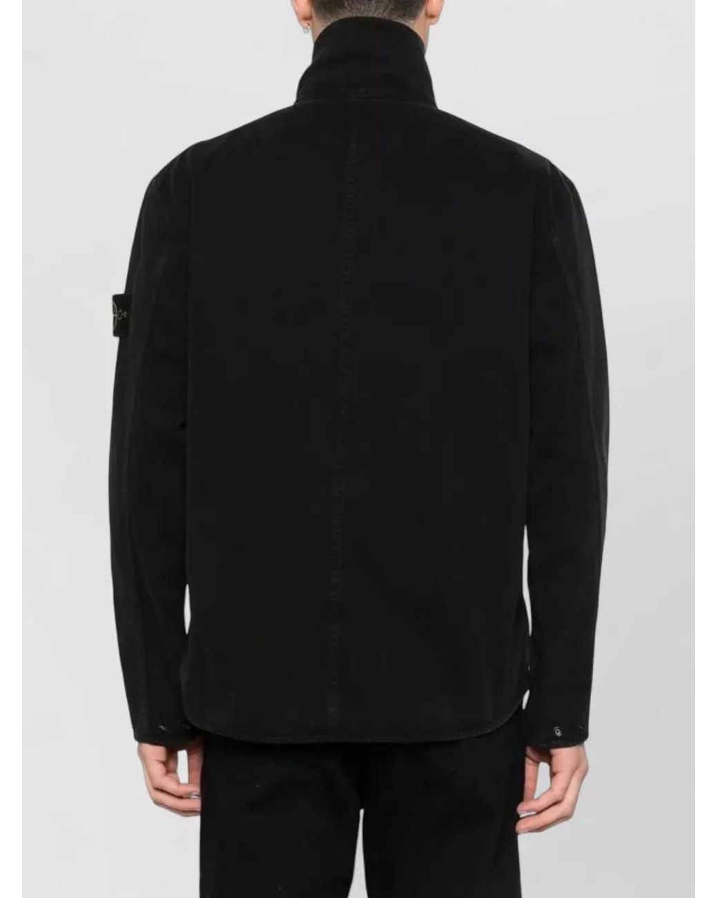Stone Island Black Comfort-Fit Cotton Zip Shirt Jacket for men