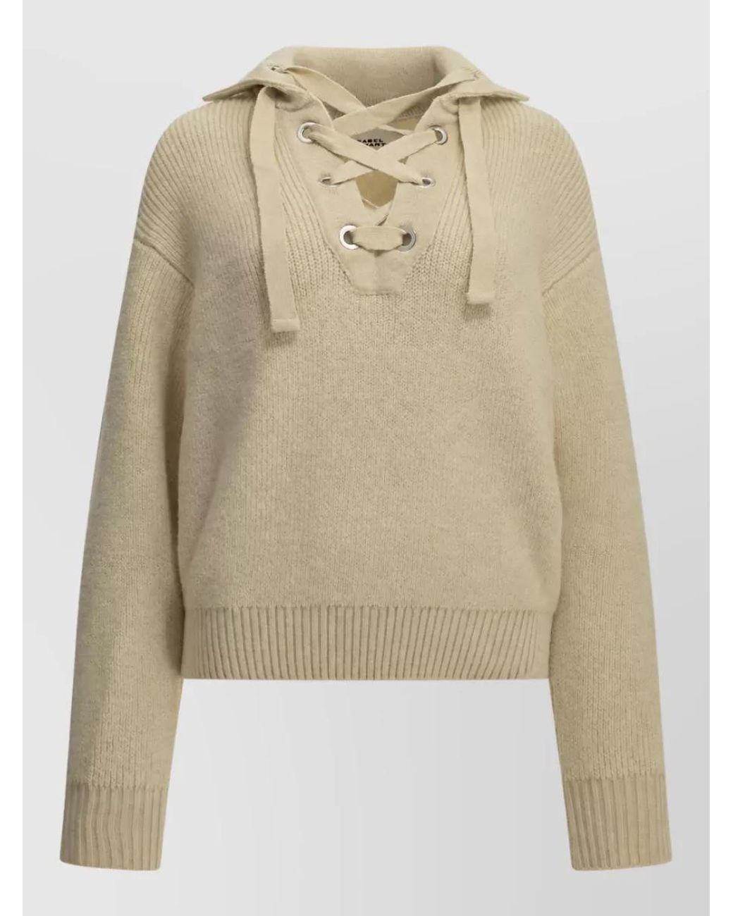 Isabel Marant Natural Wool Alpaca Polo Sweater