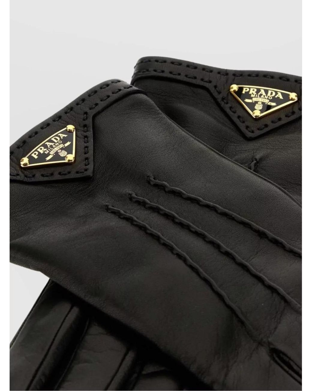 Prada Black Lamb Leather Short Gloves