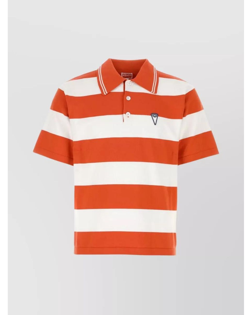 KENZO Red Cotton Oversized Striped Short-Sleeve Polo Shirt for men