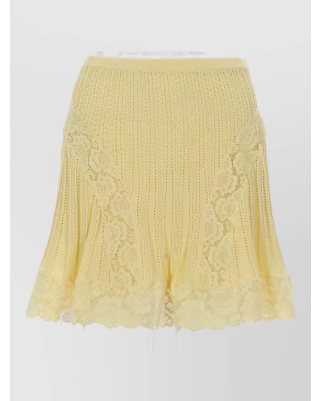 Self-Portrait Yellow Pointelle Knit Mini Skirt
