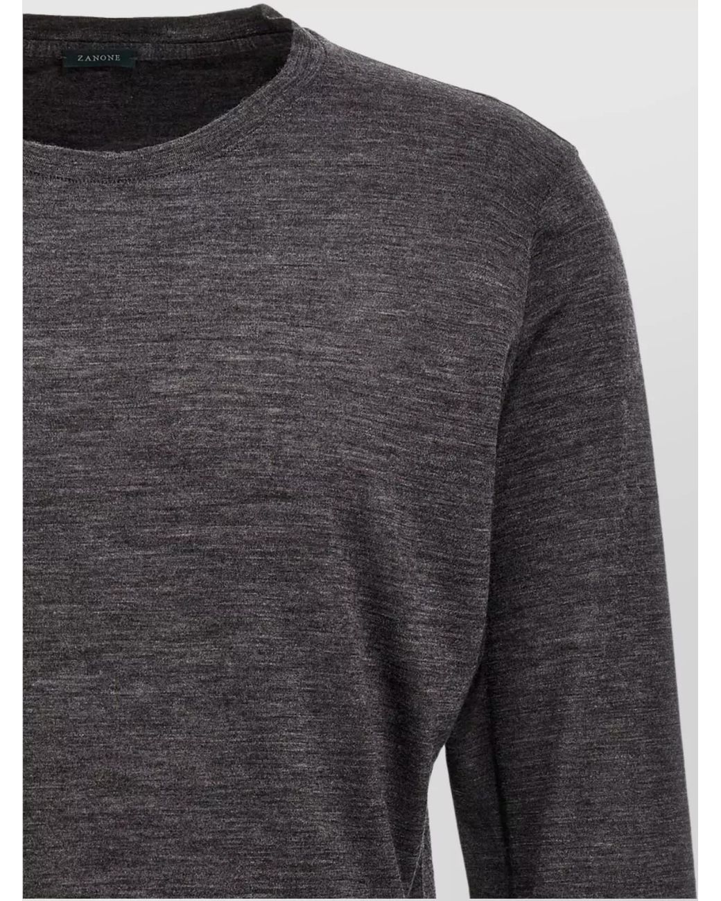 Zanone Black Fine-Knit Virgin Wool Crewneck Sweater for men
