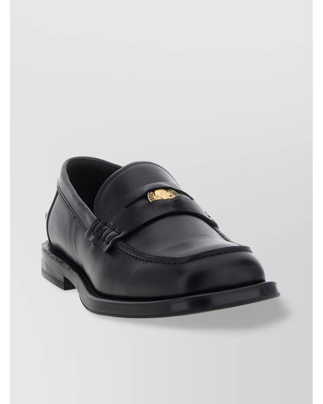 Moschino Black Leather Loafers for men