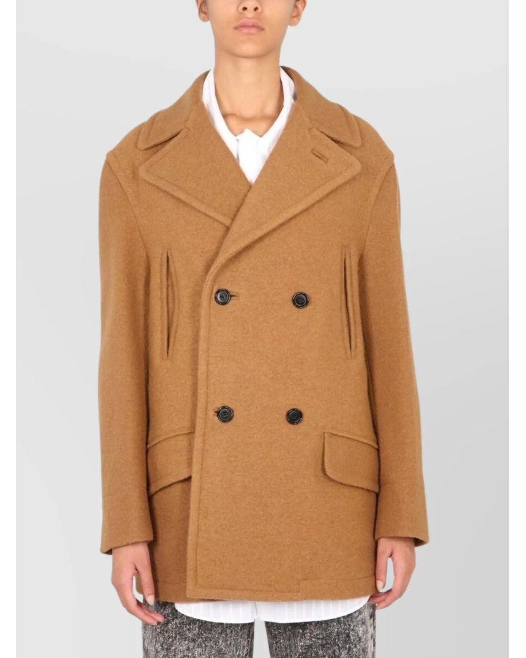 Marni Natural Virgin Wool Double-Breasted Coat