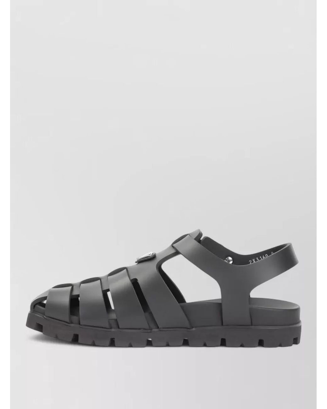 Prada Gray Leather Cage Sandals for men