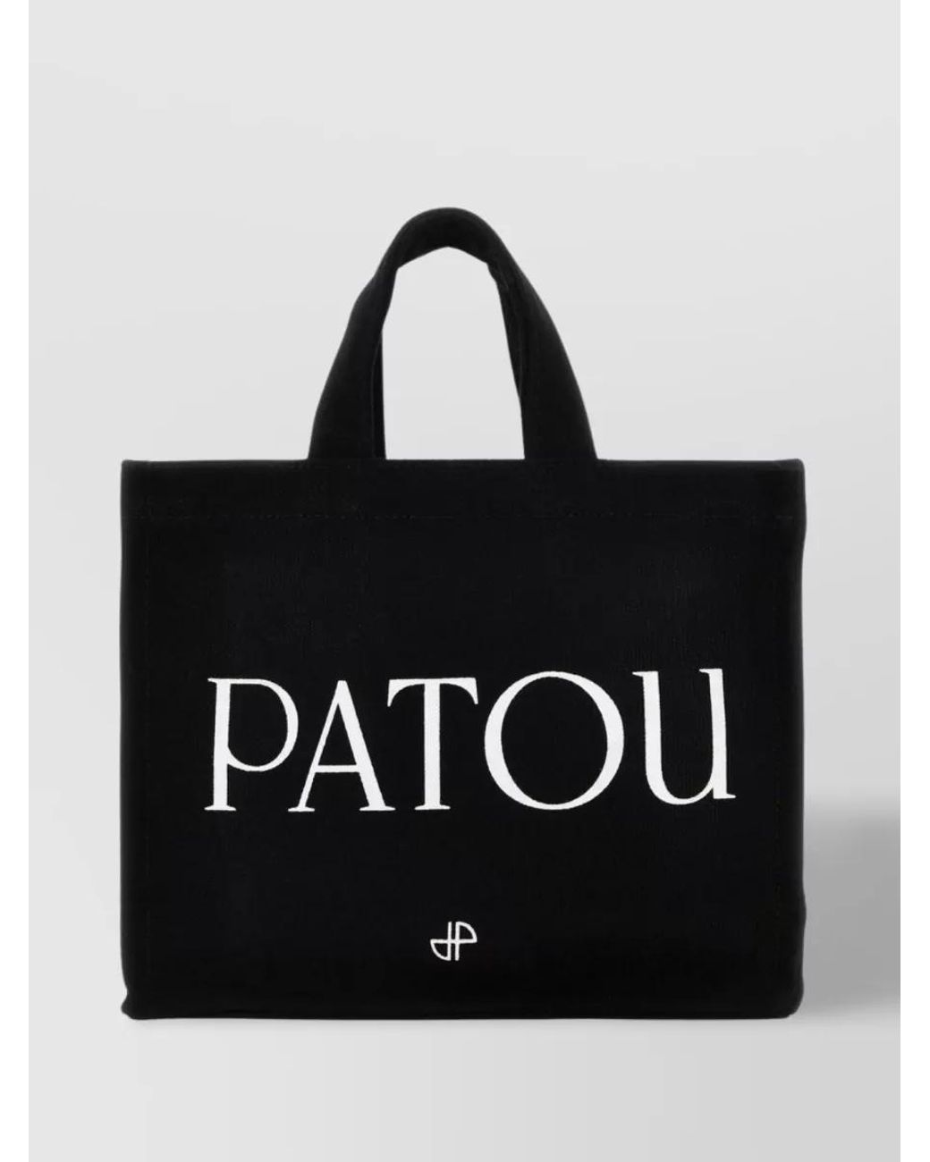 Patou Black Cotton Logo-Print Tote Bag