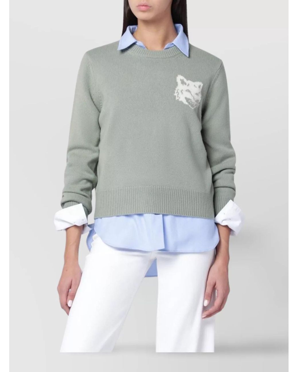 Maison Kitsuné Gray Wool Regular-Fit Sweater