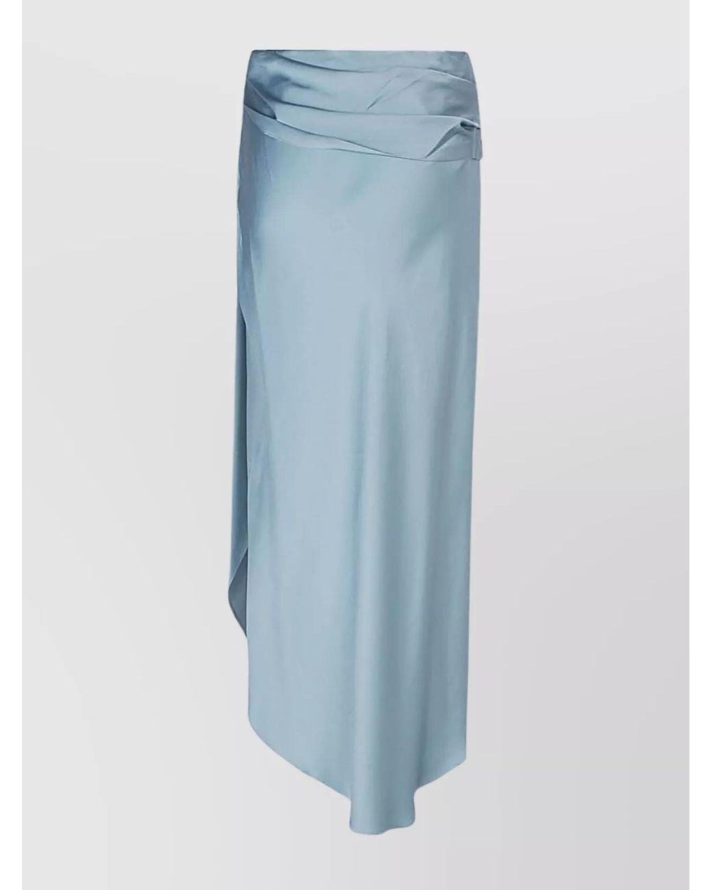 Jonathan Simkhai Blue Draped Satin Midi Skirt With Asymmetrical Hem