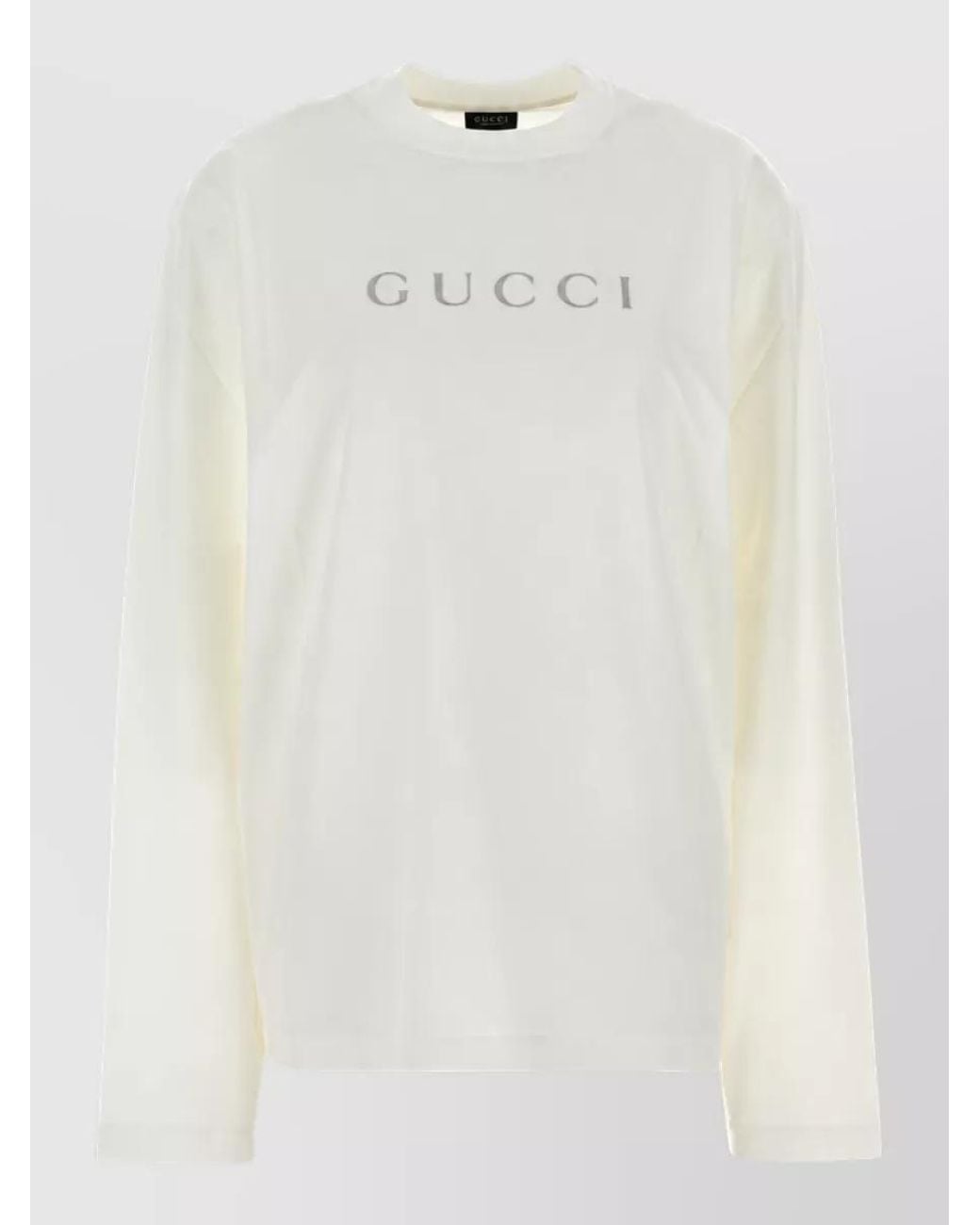 Gucci White Cotton Logo-Print Long-Sleeve T-Shirt