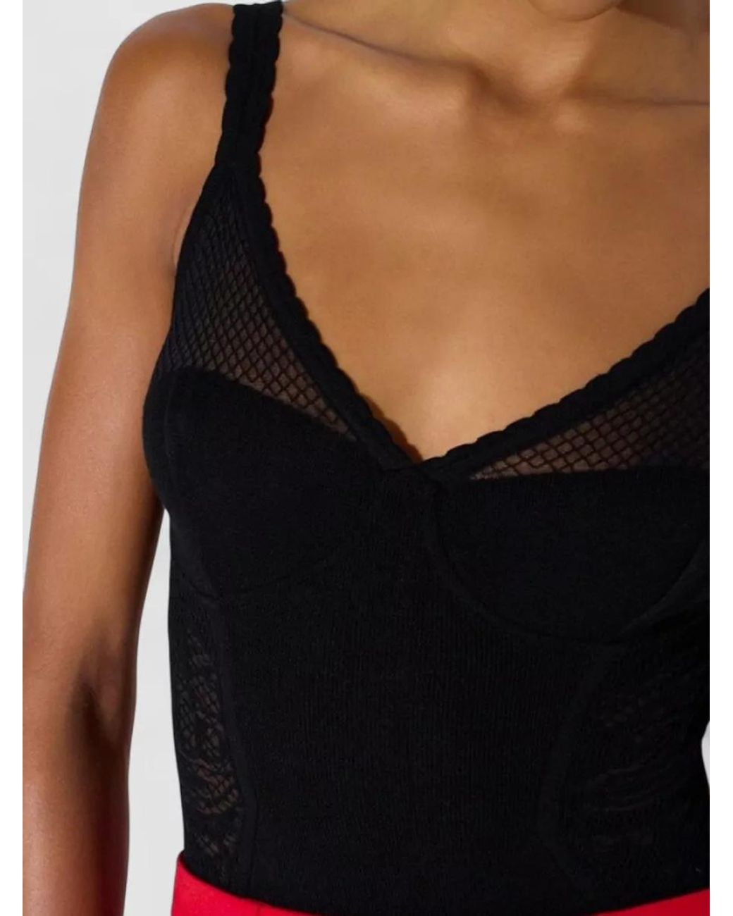 Elisabetta Franchi Black Sheer Knit Bodysuit