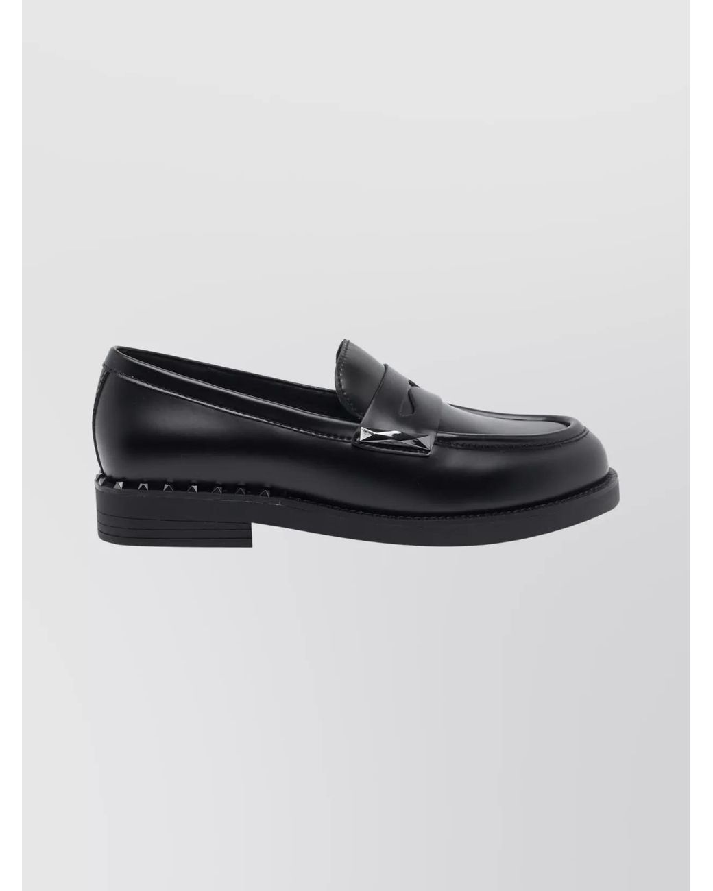 Ash Black Leather Studded Loafers