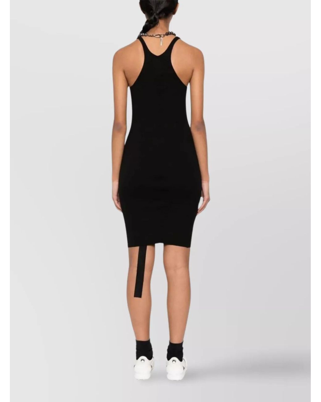 Rick Owens Black Tank Dress With Racer Back And Round Neckline