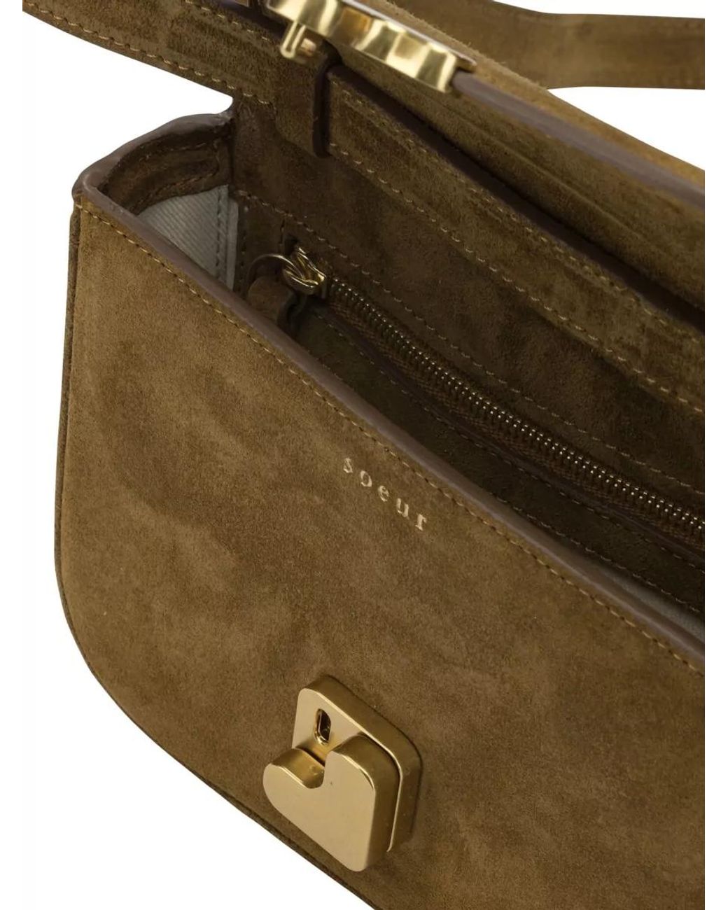 Soeur Green Bell Suede Crossbody Bag Adjustable Strap