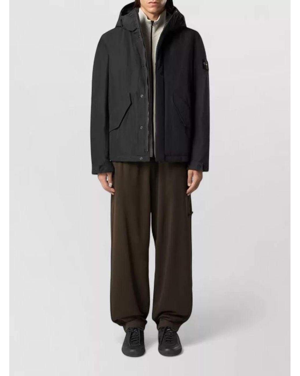Stone Island Black Hooded Down Parka for men